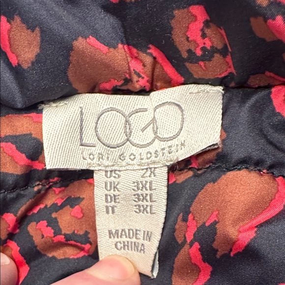 LOGO by Lori Goldstein Brown and Pink Reversible Puffer Jacket Worn Once - Picture 2 of 7